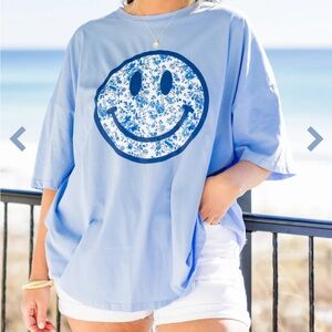 Blue Smiley Face Women's Top